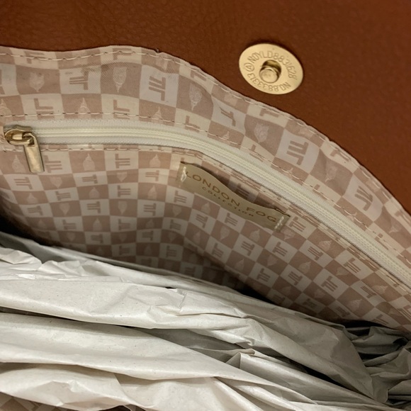 NEW London Fog Shoulder Bag with Silk Ribbon Red Floral Print - Picture 15 of 15